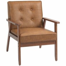 HOMCOM Armchair, Accent Chair, Occasional Chair with Rubber Wood Frame for Living Room, Reception, Bedroom, Balcony