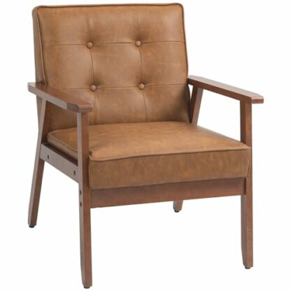 HOMCOM Armchair, Accent Chair, Occasional Chair with Rubber Wood Frame for Living Room, Reception, Bedroom, Balcony - Image 2