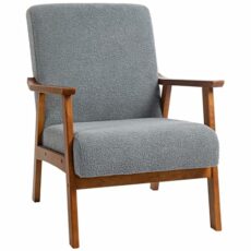 HOMCOM Armchair with Wide Seat, Boucle Accent Chair, Thick Padded Occasional Chair with Solid Wood Frame for Living Room Bedroom Home Office Reception Balcony