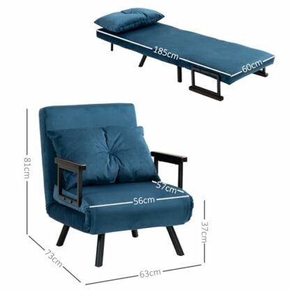 HOMCOM Click Clack Convertible Bed Settee, Modern Velvet Feel Fabric Couch with Tufted Cushion, Wood Armrests, for Living Room, Bedroom, Guest Room 4 HOMCOM Click Clack Convertible Bed Settee, Modern Velvet Feel Fabric Couch with Tufted Cushion, Wood Armrests, for Living Room, Bedroom, Guest Room - Image 4