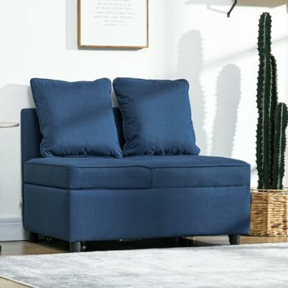 HOMCOM Convertible Single Sofa Bed with Thick Padded Seat, 3-in-1 Multi-Functional Sleeper Chair Bed with Magazine Pocket, for Living Room 3 HOMCOM Convertible Single Sofa Bed with Thick Padded Seat, 3-in-1 Multi-Functional Sleeper Chair Bed with Magazine Pocket, for Living Room - Image 3