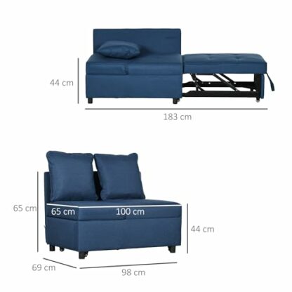 HOMCOM Convertible Single Sofa Bed with Thick Padded Seat, 3-in-1 Multi-Functional Sleeper Chair Bed with Magazine Pocket, for Living Room 4 HOMCOM Convertible Single Sofa Bed with Thick Padded Seat, 3-in-1 Multi-Functional Sleeper Chair Bed with Magazine Pocket, for Living Room - Image 4