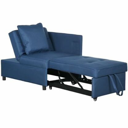 HOMCOM Convertible Single Sofa Bed with Thick Padded Seat, 3-in-1 Multi-Functional Sleeper Chair Bed with Magazine Pocket, for Living Room 2 HOMCOM Convertible Single Sofa Bed with Thick Padded Seat, 3-in-1 Multi-Functional Sleeper Chair Bed with Magazine Pocket, for Living Room - Image 2