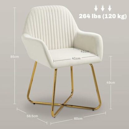 HOMCOM Modern Accent Chair, Velvet-Touch Fabric Upholstered Armchair with Metal Base for Living Room, Bedroom and Dinning Room - Image 4