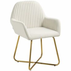 HOMCOM Modern Accent Chair, Velvet-Touch Fabric Upholstered Armchair with Metal Base for Living Room, Bedroom and Dinning Room