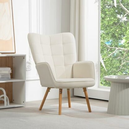 HOMCOM Modern Accent Chair Velvet-Touch Tufted Wingback Armchair Upholstered Leisure Lounge Sofa Club Chair with Wood Legs 3 HOMCOM Modern Accent Chair Velvet-Touch Tufted Wingback Armchair Upholstered Leisure Lounge Sofa Club Chair with Wood Legs - Image 3
