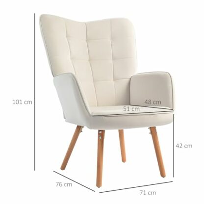 HOMCOM Modern Accent Chair Velvet-Touch Tufted Wingback Armchair Upholstered Leisure Lounge Sofa Club Chair with Wood Legs 4 HOMCOM Modern Accent Chair Velvet-Touch Tufted Wingback Armchair Upholstered Leisure Lounge Sofa Club Chair with Wood Legs - Image 4