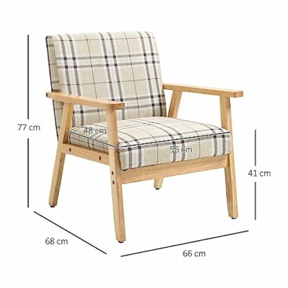 HOMCOM Modern Sofa for Living Room, Linen Fabric Small Couch with Rubber Wood Frame, Armrests, Lattice Pattern, Upholstered - Image 4