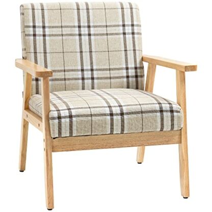 HOMCOM Modern Sofa for Living Room, Linen Fabric Small Couch with Rubber Wood Frame, Armrests, Lattice Pattern, Upholstered - Image 2