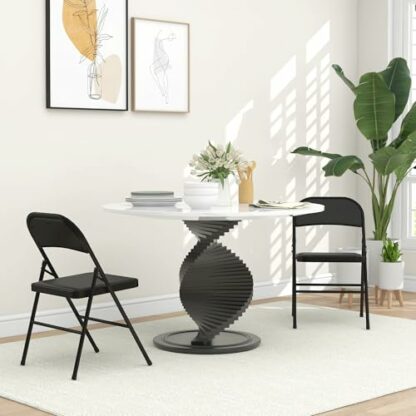 HOMCOM Padded Folding Chairs Set of 2 PU Leather Foldable Chairs with Cushioned Seat and Metal Frame for Home Office Dining Computer Desk Reception Room 3 HOMCOM Padded Folding Chairs Set of 2 PU Leather Foldable Chairs with Cushioned Seat and Metal Frame for Home Office Dining Computer Desk Reception Room - Image 3
