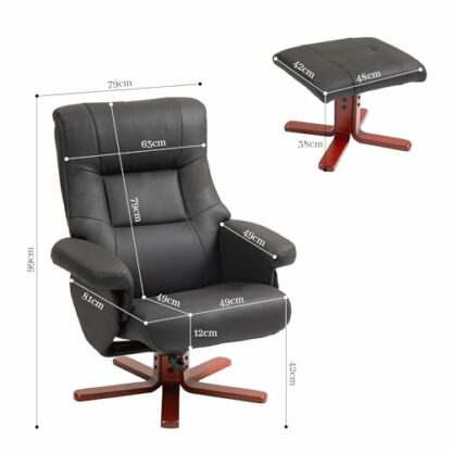 HOMCOM Recliner Chair with Footstool, Upholstered Armchair with Adjustable Backrest, Leisure Lounge Chair for Living Room, Bedroom - Image 4