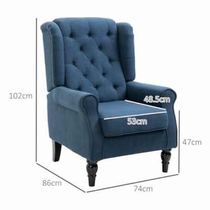 HOMCOM Retro Accent Chair, Wingback Armchair with Wood Frame Button Tufted Design for Living Room Bedroom - Image 4