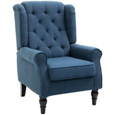 HOMCOM Retro Accent Chair, Wingback Armchair with Wood Frame Button Tufted Design for Living Room Bedroom