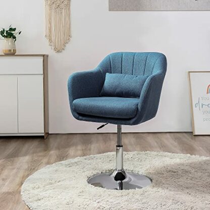 HOMCOM Swivel Accent Chair for Living Room Contemporary Vanity Armchair with Adjustable Height Thick Cushion Lumbar Support Armrest for Bedroom Office 3 HOMCOM Swivel Accent Chair for Living Room Contemporary Vanity Armchair with Adjustable Height Thick Cushion Lumbar Support Armrest for Bedroom Office - Image 3