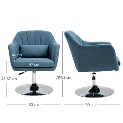 HOMCOM Swivel Accent Chair for Living Room Contemporary Vanity Armchair with Adjustable Height Thick Cushion Lumbar Support Armrest for Bedroom Office 4 HOMCOM Swivel Accent Chair for Living Room Contemporary Vanity Armchair with Adjustable Height Thick Cushion Lumbar Support Armrest for Bedroom Office - Image 4