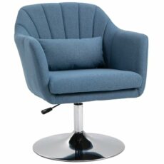 HOMCOM Swivel Accent Chair for Living Room Contemporary Vanity Armchair with Adjustable Height Thick Cushion Lumbar Support Armrest for Bedroom Office