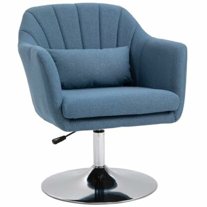 HOMCOM Swivel Accent Chair for Living Room Contemporary Vanity Armchair with Adjustable Height Thick Cushion Lumbar Support Armrest for Bedroom Office 2 HOMCOM Swivel Accent Chair for Living Room Contemporary Vanity Armchair with Adjustable Height Thick Cushion Lumbar Support Armrest for Bedroom Office - Image 2
