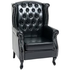 HOMCOM Wingback Armchair, Chesterfield-style High Back Fireside Chair, Tufted Upholstered Accent Chair with Nailhead Trim for Living Room, Bedroom, Home Office