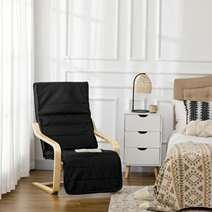 HOMCOM Wooden Lounging Chair Deck Relaxing Recliner Lounge Seat with Adjustable Footrest & Removable Cushion Cover - Image 3