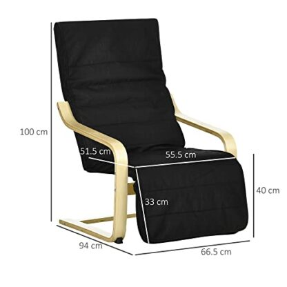 HOMCOM Wooden Lounging Chair Deck Relaxing Recliner Lounge Seat with Adjustable Footrest & Removable Cushion Cover - Image 4