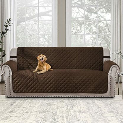 HOMERILLA Couch Cover for Sofa, Dog Couch Covers for Pets, Couch Covers for 3 Cushion Couch Sofa, Reversible Sofa Covers Furniture Protector with Elastic Straps (Oversized Sofa 78", Chocolate/Beige) - Image 3