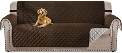 HOMERILLA Couch Cover for Sofa, Dog Couch Covers for Pets, Couch Covers for 3 Cushion Couch Sofa, Reversible Sofa Covers Furniture Protector with Elastic Straps (Oversized Sofa 78", Chocolate/Beige) - Image 2