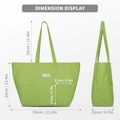 HOMESPON Large Canvas Tote Bag for Women Everything Bag with Pockets and Laptop Sleeve - Image 4