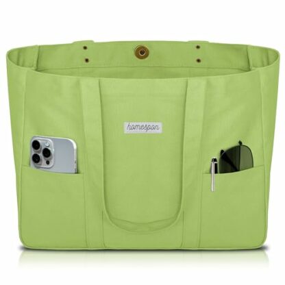 HOMESPON Large Canvas Tote Bag for Women Everything Bag with Pockets and Laptop Sleeve - Image 2