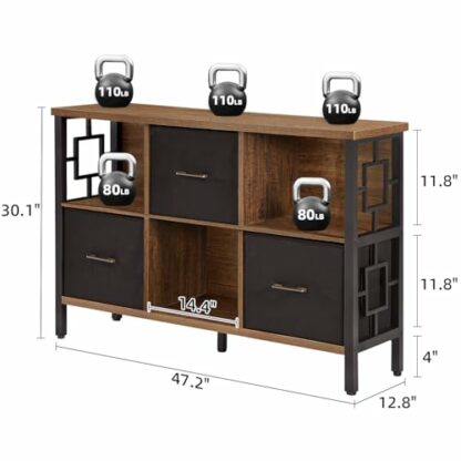 HOMISSUE 6 Cube Storage Organizer,Horizontal Modern Bookshelf,Multifunctional Metal Display Cabinet for Living Room and Office, Rustic Brown - Image 3