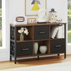 HOMISSUE 6 Cube Storage Organizer,Horizontal Modern Bookshelf,Multifunctional Metal Display Cabinet for Living Room and Office, Rustic Brown