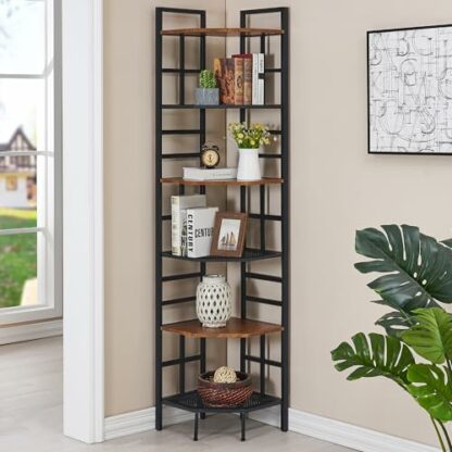 HOMISSUE Corner Shelf Industrial Tall Corner Bookshelf - Image 3