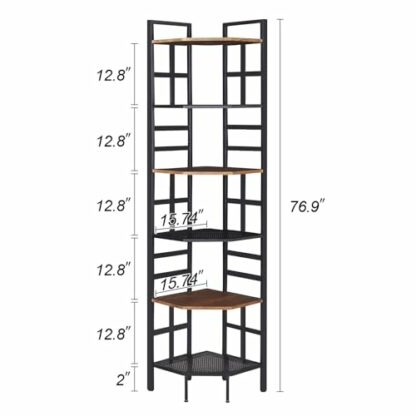 HOMISSUE Corner Shelf Industrial Tall Corner Bookshelf - Image 4