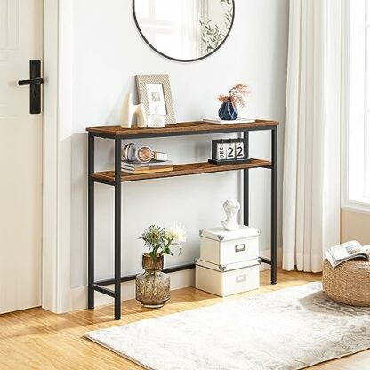HOOBRO Console Table, Hallway Table with Adjustable Shelf, Slim Sofa Table, 2-Tier Side Table with Storage Shelf, for Living Room, Office, Sturdy - Image 3
