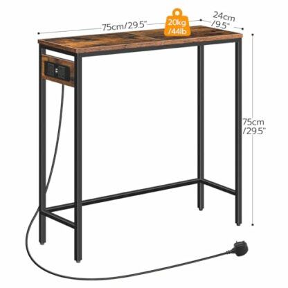 HOOBRO Console Table with Power Outlets, Slim Console Table with Charging Station, Hallway Table, Narrow Sofa Table for Small Space, Hallway, Entryway, Living Room, Rustic Brown and Black EBF75KXG01G1 4 HOOBRO Console Table with Power Outlets, Slim Console Table with Charging Station, Hallway Table, Narrow Sofa Table for Small Space, Hallway, Entryway, Living Room, Rustic Brown and Black EBF75KXG01G1 - Image 4