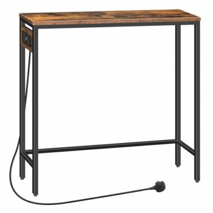 HOOBRO Console Table with Power Outlets, Slim Console Table with Charging Station, Hallway Table, Narrow Sofa Table for Small Space, Hallway, Entryway, Living Room, Rustic Brown and Black EBF75KXG01G1 2 HOOBRO Console Table with Power Outlets, Slim Console Table with Charging Station, Hallway Table, Narrow Sofa Table for Small Space, Hallway, Entryway, Living Room, Rustic Brown and Black EBF75KXG01G1 - Image 2