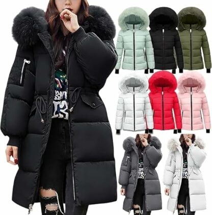 HOOUDO Womens Quilted Jacket Winter Puffer Coats Ladies Lightweight Down Jackets with Fur Hood Plus Size Warm Long Sleeve Parka Outwear Trench Coat 2 HOOUDO Womens Quilted Jacket Winter Puffer Coats Ladies Lightweight Down Jackets with Fur Hood Plus Size Warm Long Sleeve Parka Outwear Trench Coat - Image 2
