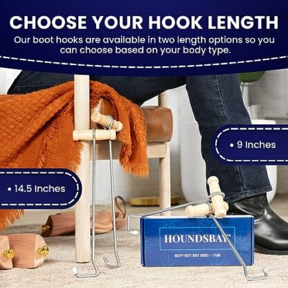 HOUNDSBAY Cowboy Boot Hooks for Men and Women - Boot Puller for Cowboy Boots with Long Handles - Image 4