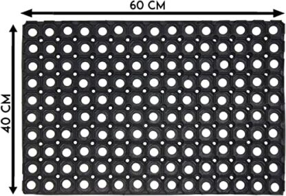 HOUSEGADS Pack of 3 - Rubber Hollow Mat Outdoor Anti Fatigue None Slip Drainage Black Door Mat Light Weight Washable Large Ramp Mat Entrance Thick Children Playground Garden Floor Matting - Image 4