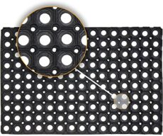 HOUSEGADS Pack of 3 - Rubber Hollow Mat Outdoor Anti Fatigue None Slip Drainage Black Door Mat Light Weight Washable Large Ramp Mat Entrance Thick Children Playground Garden Floor Matting