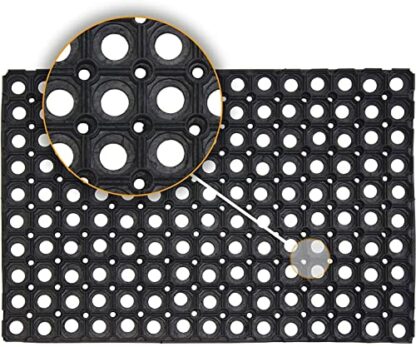 HOUSEGADS Pack of 3 - Rubber Hollow Mat Outdoor Anti Fatigue None Slip Drainage Black Door Mat Light Weight Washable Large Ramp Mat Entrance Thick Children Playground Garden Floor Matting - Image 2