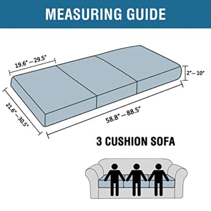 H.VERSAILTEX Super Stretch Individual Seat Cushion/Couch Slipcover Sets Thick Jacquard Textured Twill Fabric (3 Piece Sofa Covers, Sand) - Image 4