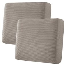 H.VERSAILTEX Super Stretch Individual Seat Sofa Covers Couch Slipcover Sets Thick Jacquard Textured Twill Fabric (2 Piece Large Sofa Cushion Covers, Taupe)