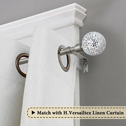 H.VERSAILTEX Window Curtain Rods for Windows 28 to 48 Inches Adjustable Decorative 3/4 Inch Diameter Standard Single Window Curtain Rod Set with Sparkling Mosaic Finials, Nickel 3 H.VERSAILTEX Window Curtain Rods for Windows 28 to 48 Inches Adjustable Decorative 3/4 Inch Diameter Standard Single Window Curtain Rod Set with Sparkling Mosaic Finials, Nickel - Image 3