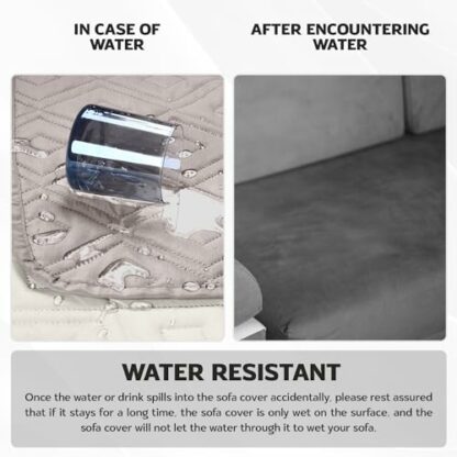 Hafaa Sofa Cover Reversible Water Resistant Sofa Slipcovers with Adjustable Elastic Straps and Hooks Embossed Quilted Couch Covers Furniture Sofa Protectors from Pets - Image 3
