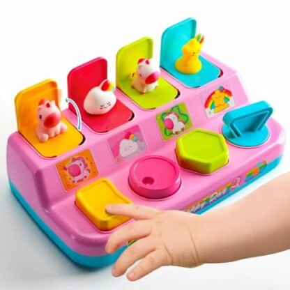 HahaGift Pop Up Toys for 1 Year Old Girls Gifts: Unicorn Cause and Effect Sensory Toy with Push Buttons, Montessori Baby Toys 6-9-12-18 Months, Toddler 1st Birthday Presents 2 HahaGift Pop Up Toys for 1 Year Old Girls Gifts: Unicorn Cause and Effect Sensory Toy with Push Buttons, Montessori Baby Toys 6-9-12-18 Months, Toddler 1st Birthday Presents - Image 2