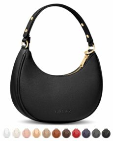 Half Moon Bag for Women - Faux Leather Crescent Bag with Anti Theft RFID Protection & Adjustable Shoulder Strap - Luna Bag with Gold Zippers & Anti Pickpocket Clip - Everyday Moon Shaped Purse
