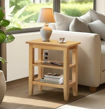 Hallowood Furniture Aston Oak Effect Side Table with Shelves, Wooden Coffee Table, Bedside Table, Console Table, End Table, Plant Stand, Lamp Tables, Small Table for Small Spaces 2 Hallowood Furniture Aston Oak Effect Side Table with Shelves, Wooden Coffee Table, Bedside Table, Console Table, End Table, Plant Stand, Lamp Tables, Small Table for Small Spaces - Image 2