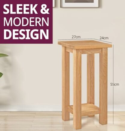 Hallowood Furniture Waverly Oak Side Table, Solid Wooden Sofa Table in Light Oak, Bedside Table, Coffee Table for Living Room, Oak Plant Stand, Small Telephone Table 4 Hallowood Furniture Waverly Oak Side Table, Solid Wooden Sofa Table in Light Oak, Bedside Table, Coffee Table for Living Room, Oak Plant Stand, Small Telephone Table - Image 4
