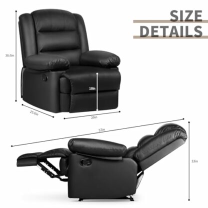 Hamlody Recliner Armchair Reclining Chairs Living Room PU Leather Padded Seat Sofa Chair with Manual Adjustable Legrest and Backrest for Lounge,Home,Cinema,Bedroom - Image 3