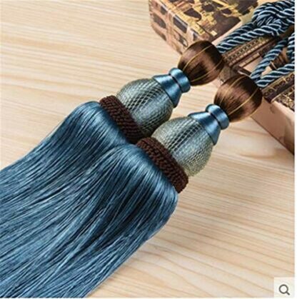 Handmade Curtain Clips Rope Tie Band VS Lob Fring Tiebacks Europe Buckles Holdbacks Tassel Ball Rope/Set of 2 - Image 2